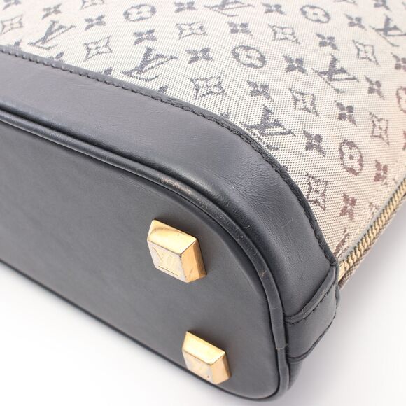 LOUIS VUITTON Alma O Monogram mini Blue Handbag Canvas Leather Ivory Dark navy - Picture 7 of 12